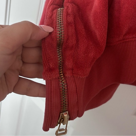 Sundry Anthropologie burnt orange y2k style velour crew neck sweater- size S - Picture 14 of 14